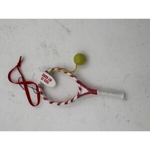 KURT ADLER RED TENNIS RACKET w/ YELLOW BALL SPORTS CHRISTMAS ORNAMENT D0552